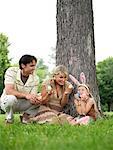 Family in Park, Easter Egg Hunt