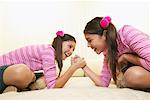 Twin Girls Arm Wrestling