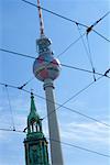 Tour de télévision de Berlin et de câbles de tramway, Berlin, Allemagne