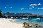 Boote und Strand, Mauritius