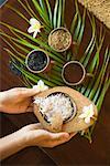 Ingrédients pour la noix de coco exfoliant pour le corps, Oberoi Hotel Spa, Ile Maurice