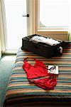 Bathing Suit and Luggage in Cruise Ship Bedroom