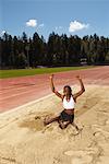 Woman Cheering after Long Jump