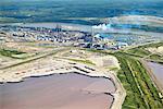 Suncor Oil Sands Plant, Tailing Pond in Foreground, Alberta, Canada