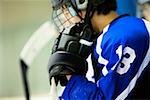 Side profile of an ice hockey player