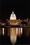 Réflexion d'un bâtiment gouvernemental à l'eau, Capitole, Washington DC, USA