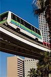 Low angle view of a bus moving on an overpass, Miami, Florida, USA