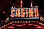 Low angle view of a neon sign of a casino, Las Vegas, Nevada, USA