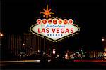 Welcome sign lit up at night, Las Vegas, Nevada, USA