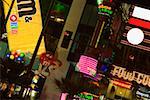 Close-up of neon signs in a city lit up at night, Las Vegas, Nevada, USA