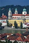 Church on the riverbank, Passau, Bavaria, Germany