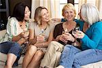 Friends Drinking Wine in Living Room