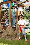 Portrait of Boys Pretending to be Pirates