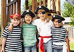 Portrait of Boys Dressed Up like Pirates