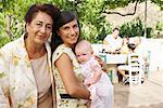 Portrait of Grandmother, Mother and Baby, with other Family Members in Background