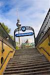 View of the Fernsehturm and Klosterstrasse U Bahn Station, Berlin, Germany