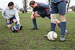 Footballers warming up