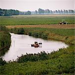 Fishing Boat in Creek at Farm, Wolphaartsdijk, Netherlands