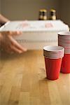 Pizza Boxes and Plastic Cups