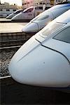 Bullet Trains Lined Up at Train Station