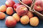 Peaches and apricots in a basket