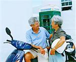 Close-up of a senior couple looking at each other and smiling Bermuda