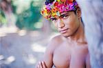 Portrait of a young man smiling, Hawaii, USA