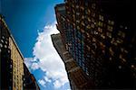 Low angle view of skyscrapers, Manhattan, New York City, New York State, USA