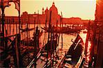 High angle view of gondolas moored in a harbor, Venice, Italy