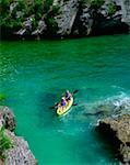 High angle view of two people rafting in the sea, Bermuda