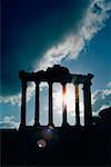 Silhouette of columns, Roman Forum, Rome, Italy