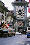 Low angle view of a clock tower in a city, Berne, Berne Canton, Switzerland