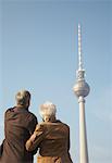 Tourists Looking at the Fernsehturm, Berlin, Germany