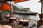 Restaurant avec vue sur le lac de Côme, Bellagio, Italie