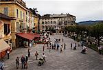 Crowd in the Main Square of San Giulio Island, Italy