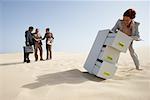 Business People and Filing Cabinet in Desert