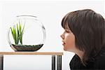 Boy Looking at Fishbowl