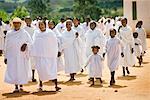 Women and Girls Dressed in White Walking to Church, Soatanana, Madagascar