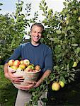Man Holding Basket of Apples