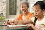 Grandmother and Granddaughter Coloring