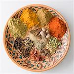 High angle view of spices in a plate