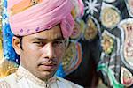 Portrait of a young man, Elephant Festival, Jaipur, Rajasthan, India