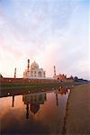 Reflection of a mausoleum in water, Taj Mahal, Agra, Uttar Pradesh, India