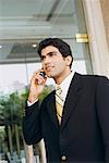 Close-up of a businessman talking on a mobile phone