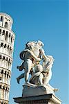Italy, Pisa, leaning tower and statue