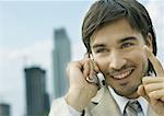 Businessman using cell phone