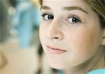 Preteen girl, close-up of face