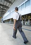 Factory worker walking