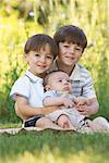 Portrait of Three Brothers Outdoors