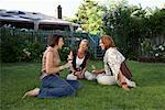 Women Drinking Wine Outdoors